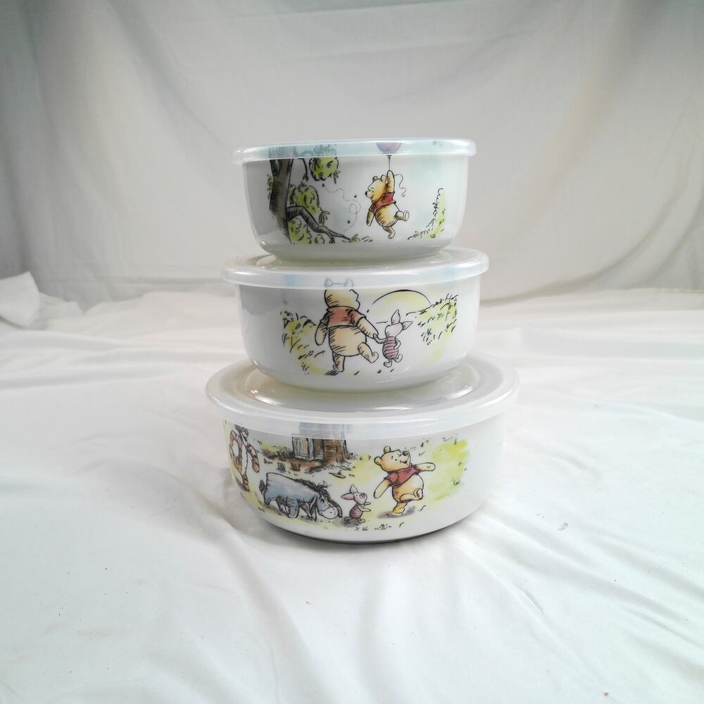 Disney Winnie the Pooh 3-Piece Nesting Food Storage Bowl Set with Lids